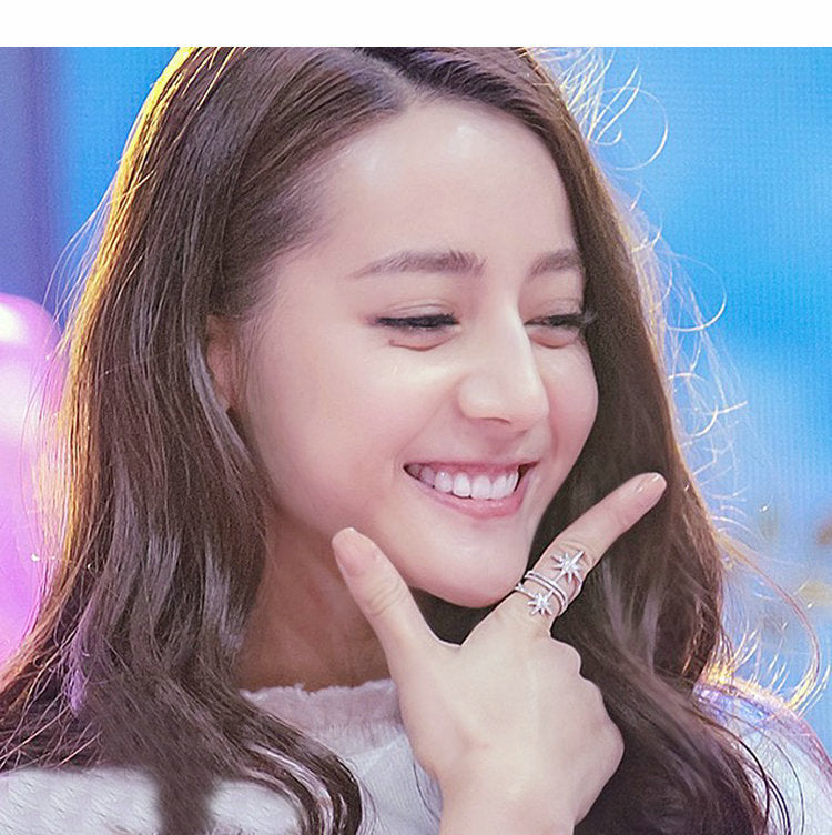 Index Finger Ring Brass and White Steel Star Design Ring Perfect Gift for Celebrations Travel Business Opening