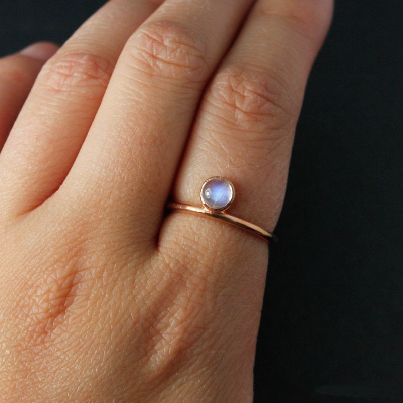 Womens Geometric Moonstone Ring 14K Gold Plated Copper Delicate Lightweight DiamondAccent Jewelry Everyday Use