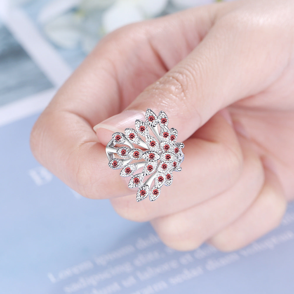 Screen Inlaid Zirconium Diamond Animal Ring Copper Fashion Jewelry Electroplated Inlay Red Green Black Gems Shine