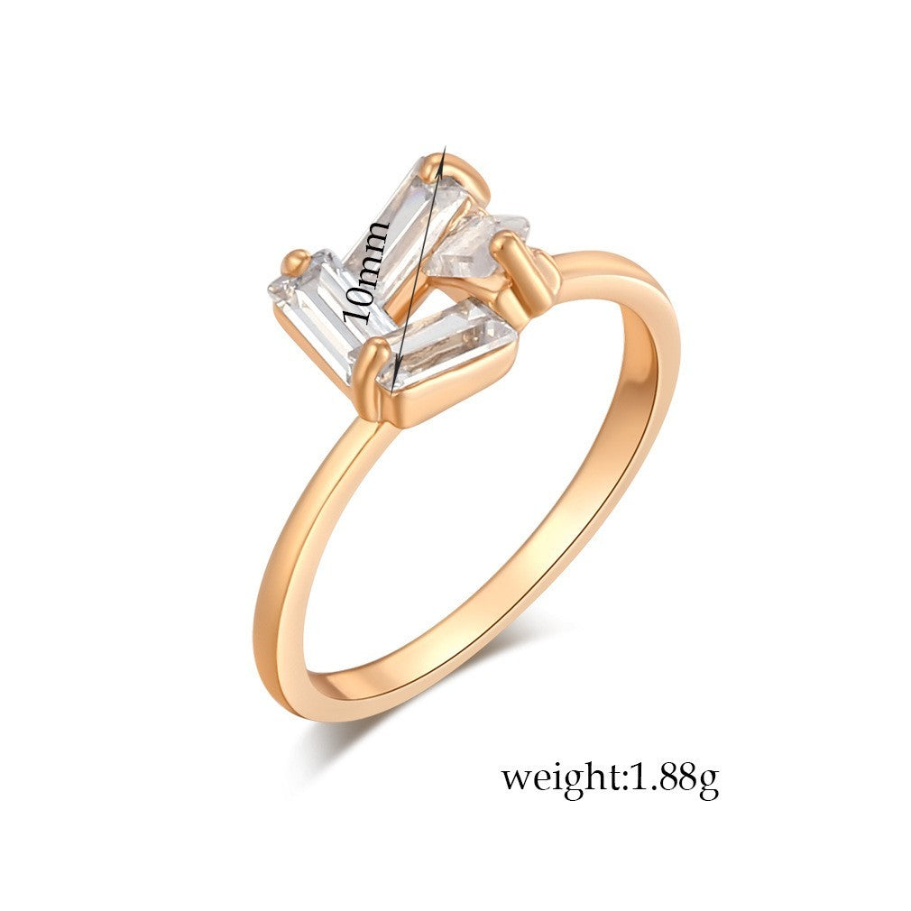 Gold Plated Zircon Ring Electroplated Copper Banding Jewelry For Everyday Wear With New Sparkling White Zircon