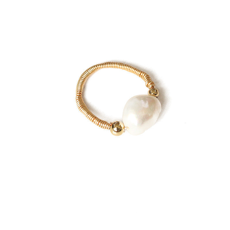 Natural shaped pearl ring