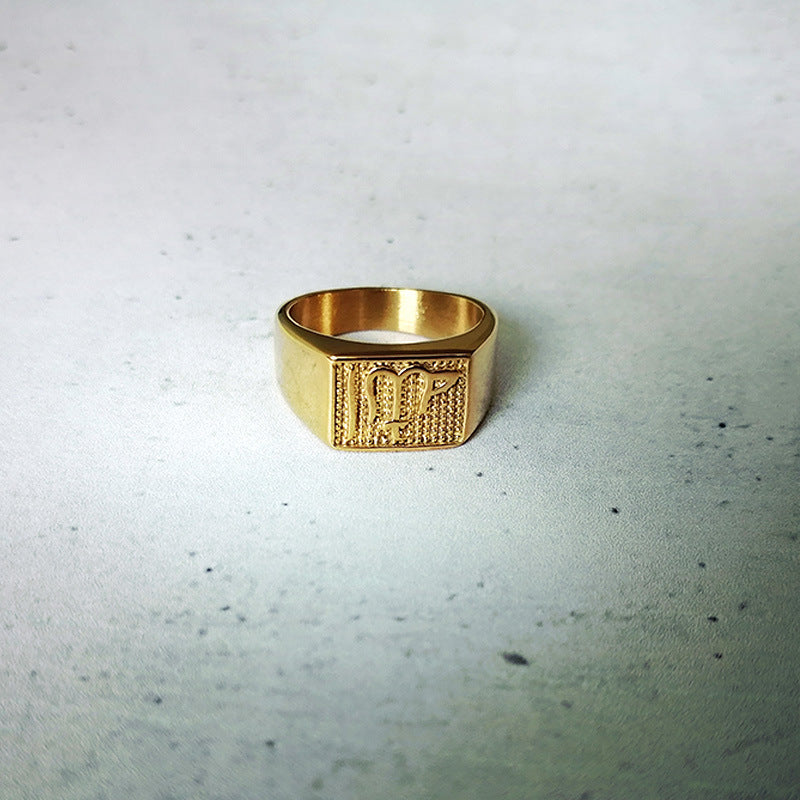 Gold Plated Titanium Steel Ring Geometric Design For Corporate Gifts And Celebrations Ideal Gift For Occasions