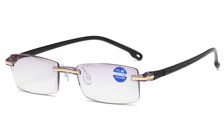 Frameless Reading Glasses With Diamond Trim Anti Blue Light Coating Polycarbonate Lenses Alloy Frame Unisex Readers