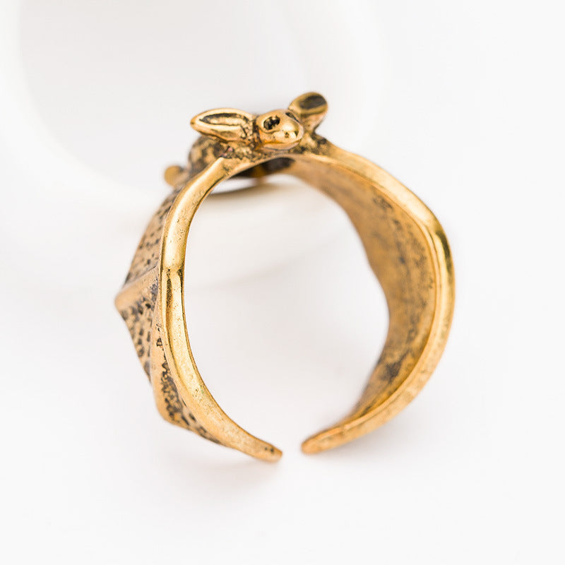 Unisex Bat Ring Electroplated Alloy Animal Jewelry Gift Ancient Gold For Celebration Everyday Style Accessory