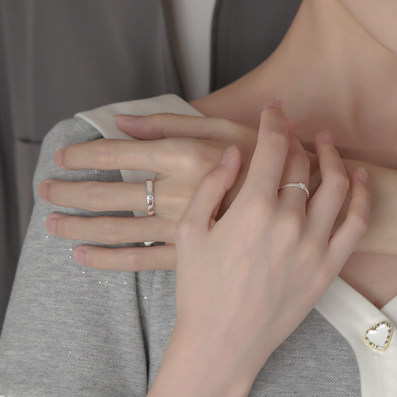 Sterling Silver Couple Rings Little Prince And Rose Matching Bands Adjustable Flower Korean Cartoon For Him And Her