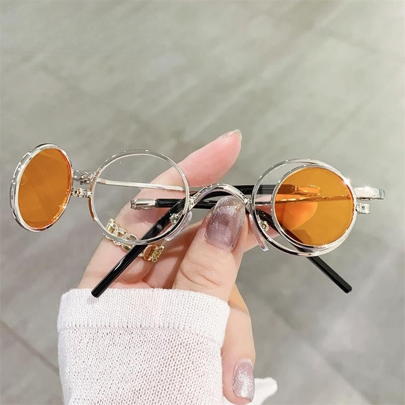 Folding Sunglasses Round Metal Frame With AC Lenses For Fishing Travel And Outdoor Sports Foldable Outdoor Use