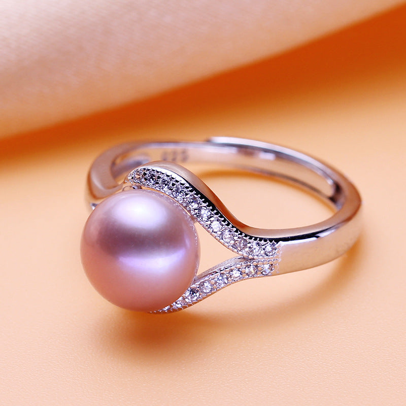 Freshwater Pearl Ring 925 Sterling Silver Alloy For Her Japanese Korean Inspired Elegant Design Everyday Style
