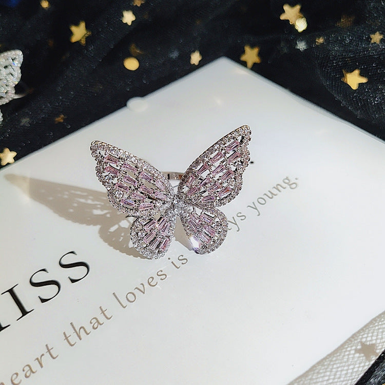 Micro-set zircon butterfly ring