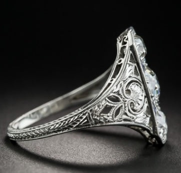 Copper Triangle Zircon Inlaid Ring With Three Stones Blue Topaz Style Jewelry Setting Copper Zircon Trio Shine