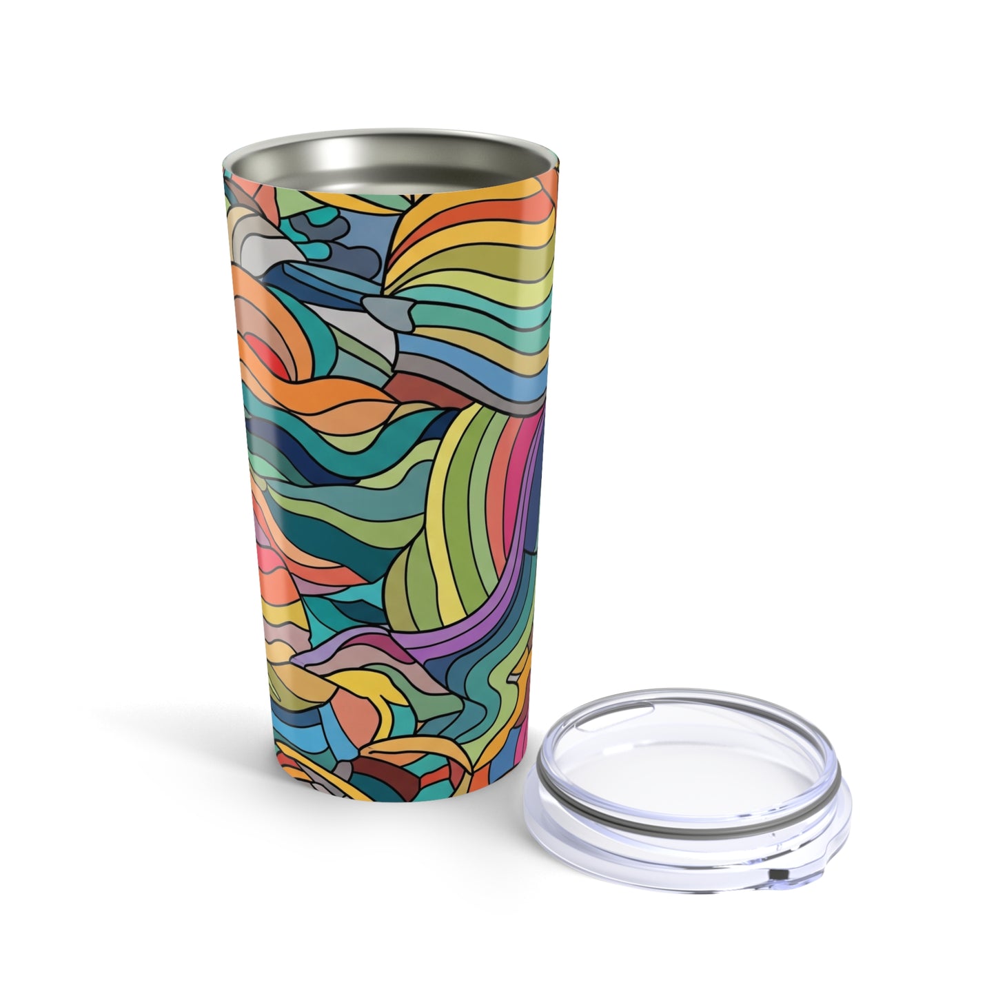 20oz Stainless Steel Tumbler With Double Wall Vacuum Insulation Spill Proof Travel Mug Printed Design For Beverages