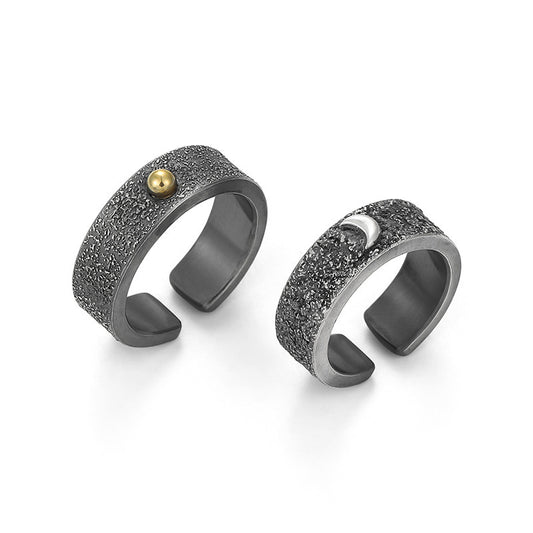 Sun And Moon Couple Rings Adjustable Copper Geometric
