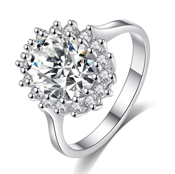 Womens Princess Ring With Sparkling Cubic Zirconia Geometric Design White Gold Plated Copper Ring Jewelry Glow