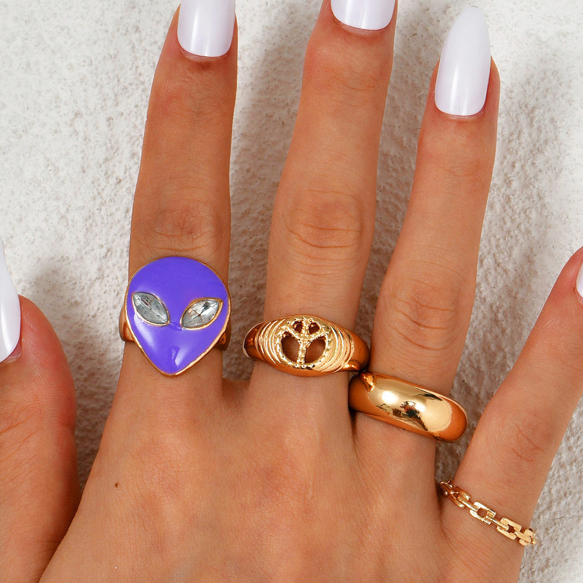 Geometric Irregular Ring Set For Women Zinc Alloy Electroplated Fashion Jewelry Gift European Style ModernLook