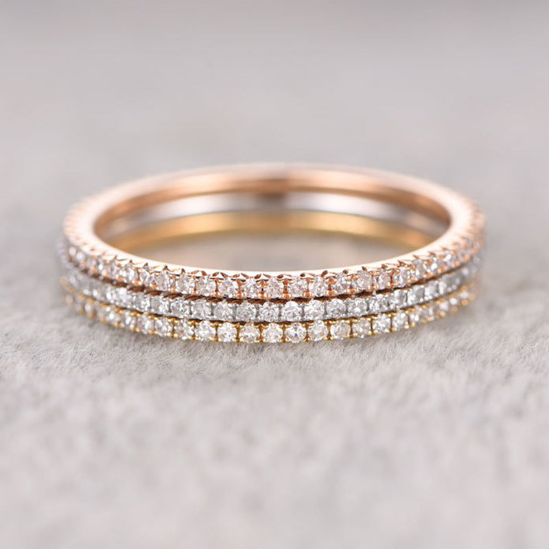 Geometric Half Ring Alloy Inlaid Zircon Wedding Band