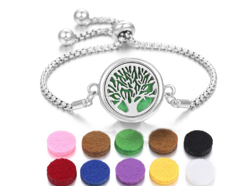 Aromatherapy Essential Oil Diffuser Unisex Bracelet Alloy Locket Electroplated Finish Jewelry Gift For Her Box