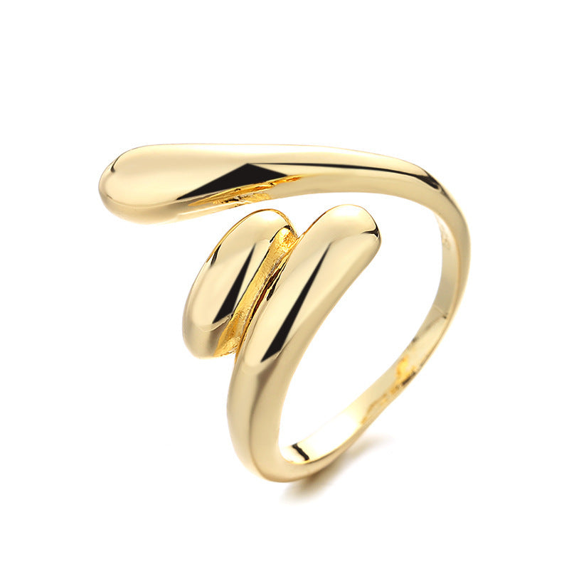 Adjustable Copper Ring Gold Electroplated Layered Ring For Womens Simple Retro Style Daily Wear Durable Jewelry
