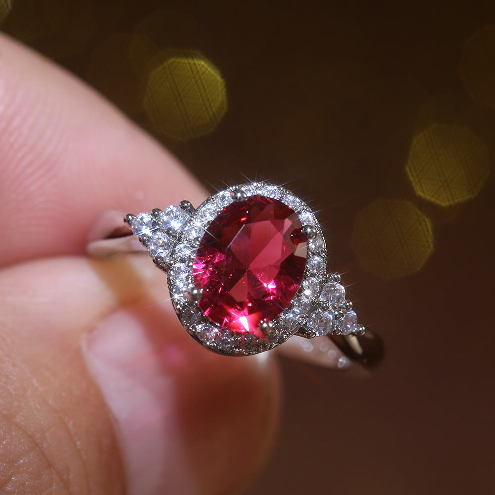 Geometric Zircon Inlays Copper Ring For Women Pink Color Elegant Fashion Jewelry Geometric Design Inlaid Ring