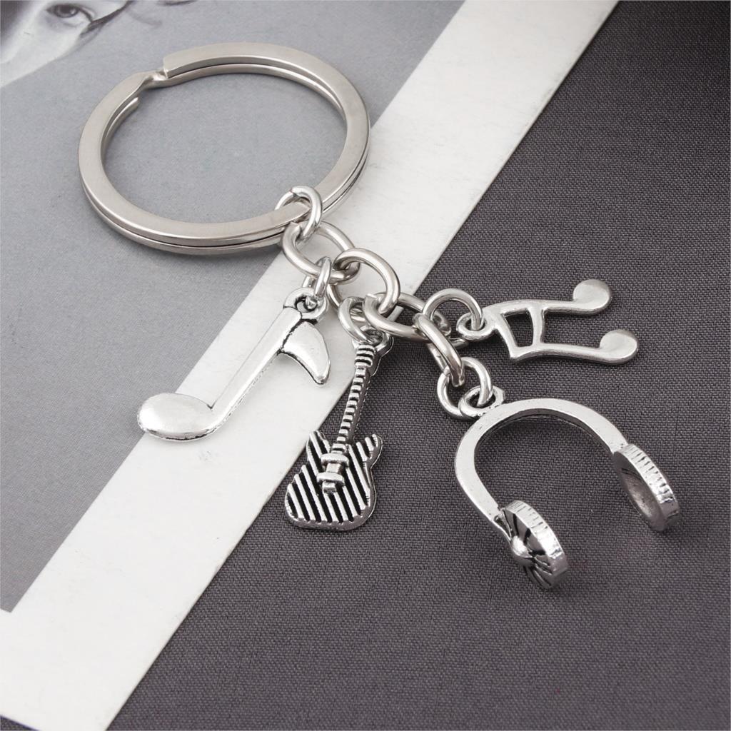 Metal Earphone Shaped Keychain For Music Lovers With Guitar Notes Design Unisex Key Ring Durable Metal Gift Box