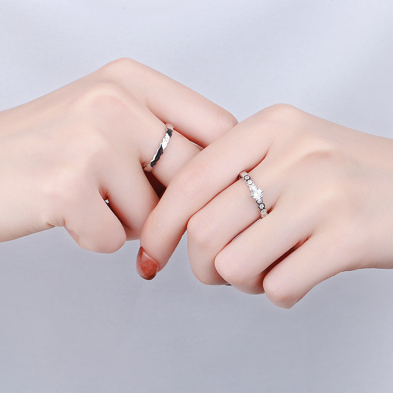 Couple Rings For Him And Her Matching Promise Rings Adjustable Opening 925 Silver Honeycomb Design JewelryGift