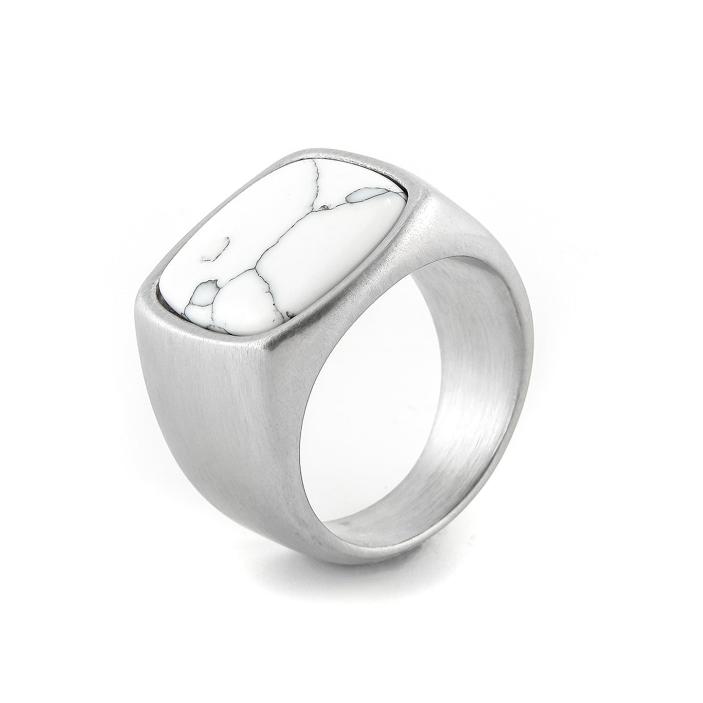 Mens Stainless Steel Ring Black Agate Geometric Design European American Casting Ring Gift For Trade Fairs Now