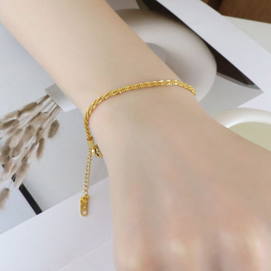 Unisex Fu Character Gold Plated Bracelet Elegant Jewelry