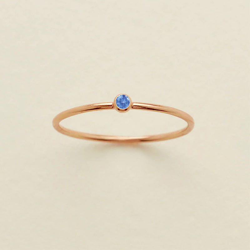 Stainless Steel Geometric Ring With Diamond Accents And Colorful Simulated Birthstone Anniversary Ring For Women Girls