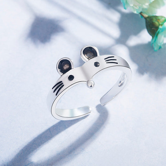 Retro Zodiac Mouse Ring For Women Cute Copper Jewelry