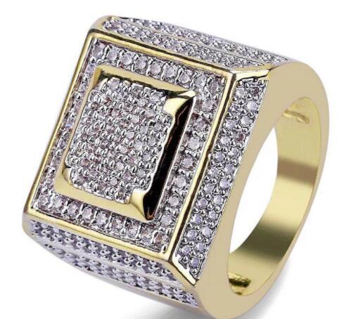 Mens Star Ring Gold Plated Copper Ring Micro Zircon Inlaying Indiv Packed Electroplated Finish Fashion Jewelry
