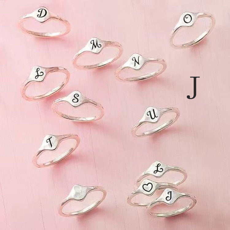 Unisex Adjustable Initial Letter Rings Copper Alphabet Ring Electroplated Individually Packed Fashion Jewellery