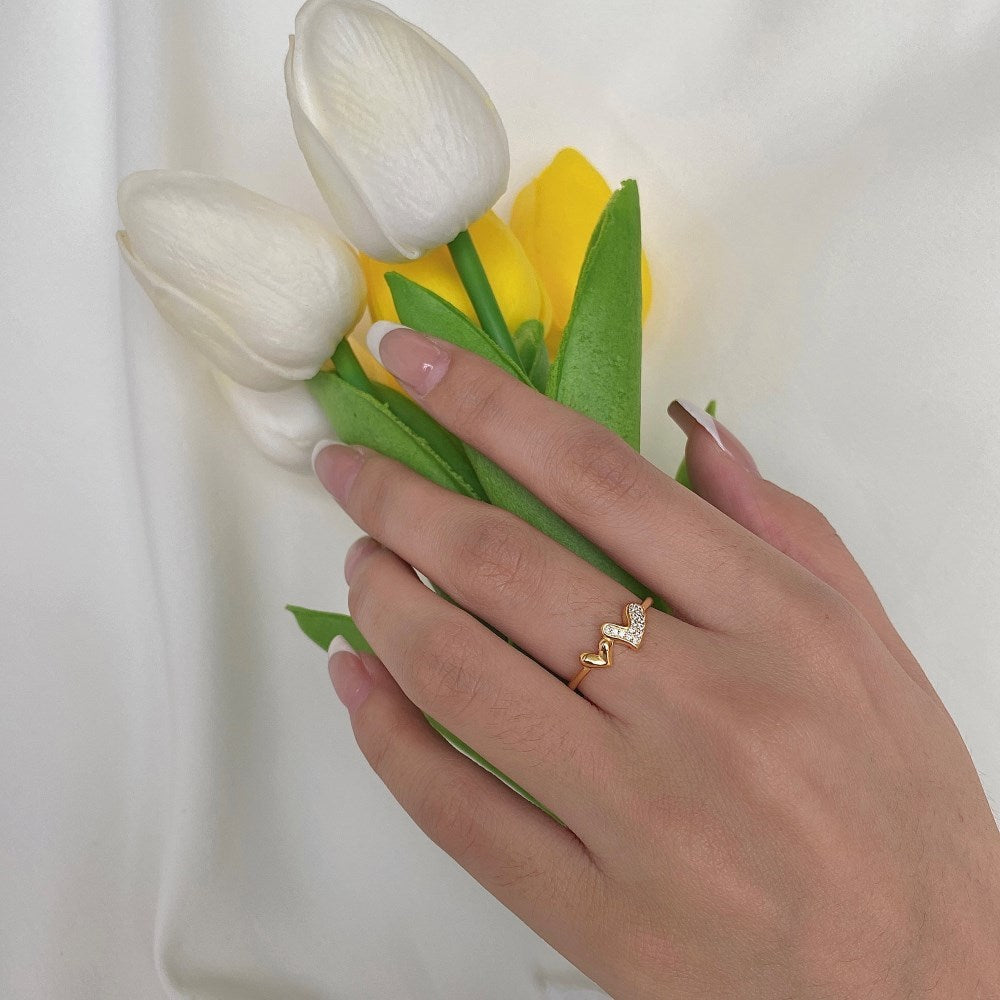 Heart Shaped Silver Electroplated Ring for Women Geometric Korean Style Individually Packaged for Everyday Wear