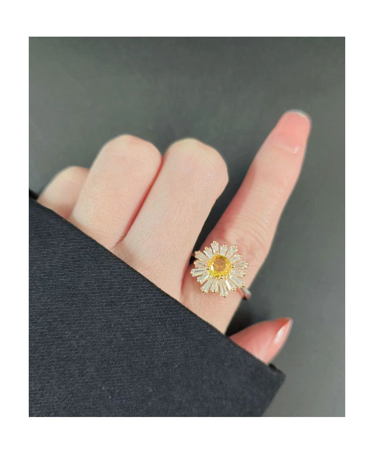 Sunflower Ring Fashion All Match Opening Yellow Gold Copper