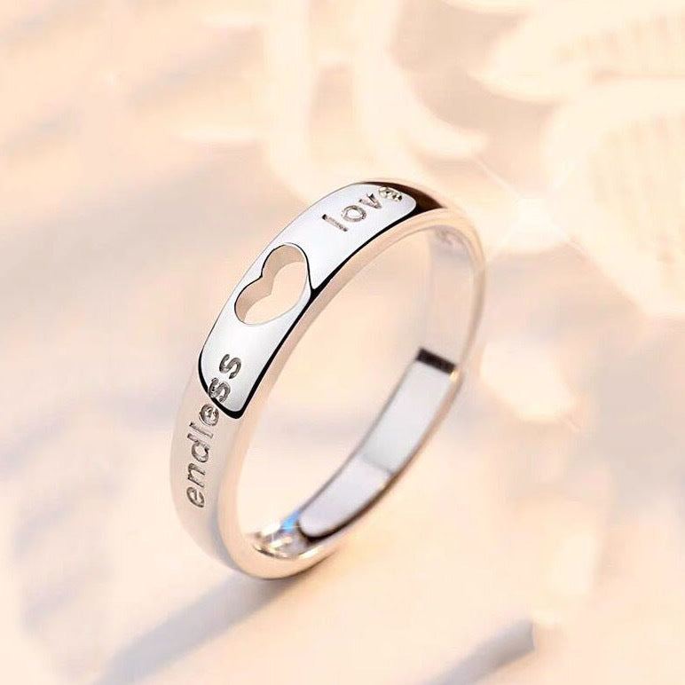 Universal Couple Rings Mouth Design With Geometric Leaf Round Elements Adjustable Alloy Promise Matching Bands