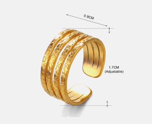 Womens Stainless Steel Ring Electroplated Gold Wire Ring