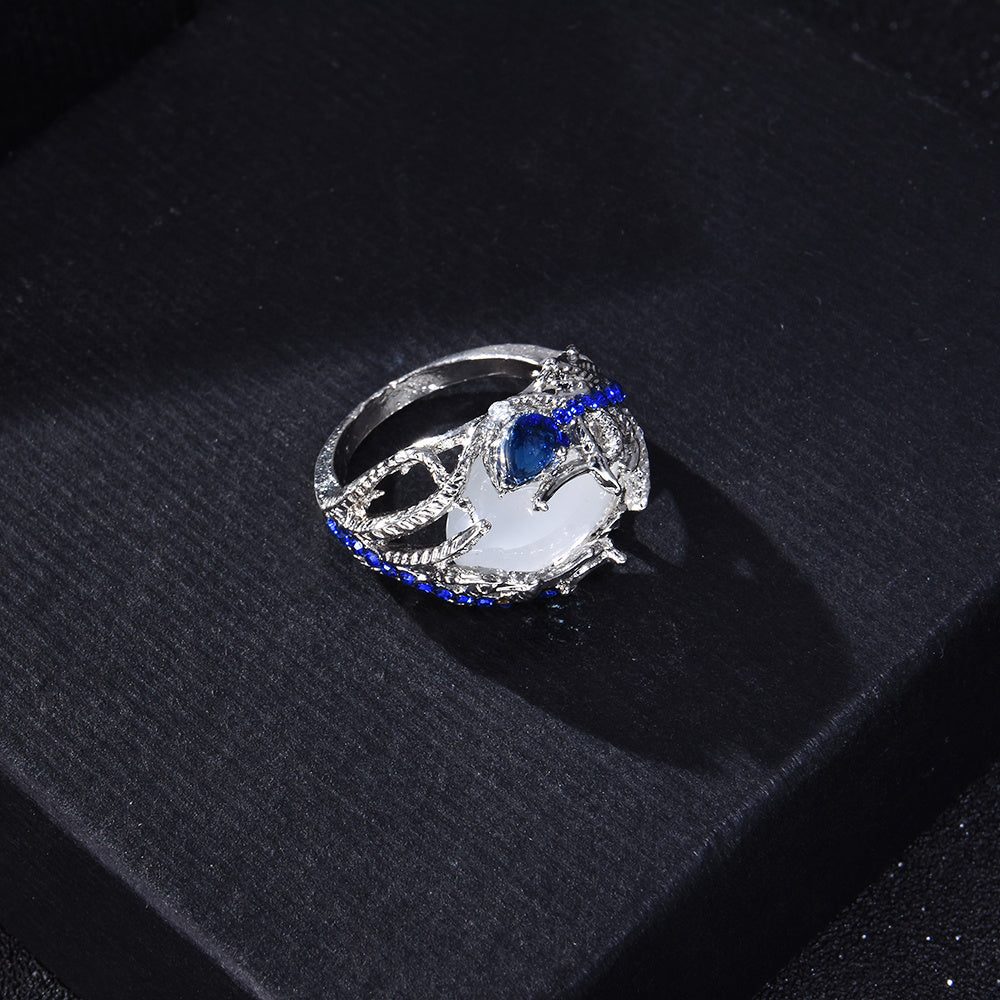 Elegant Moonstone Flower Ring Electroplated Alloy Jewelry