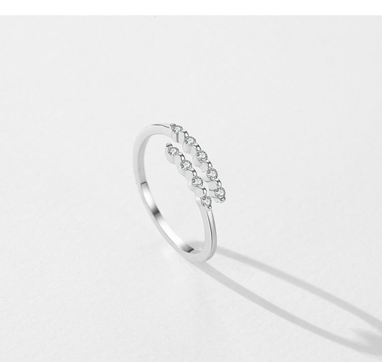 Womens Sterling Silver Geometric Ring Micro Inlay Diamond White Gold Finish Affordable Luxury Jewelry Gift Her