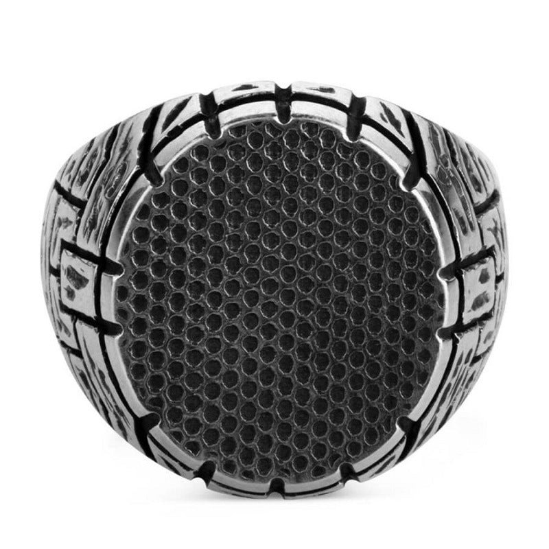 Mens Geometric Pattern Ring Vintage Alloy Unisex Ring Fashion Jewelry Accessory Geometric Design Ring For Him Fashion