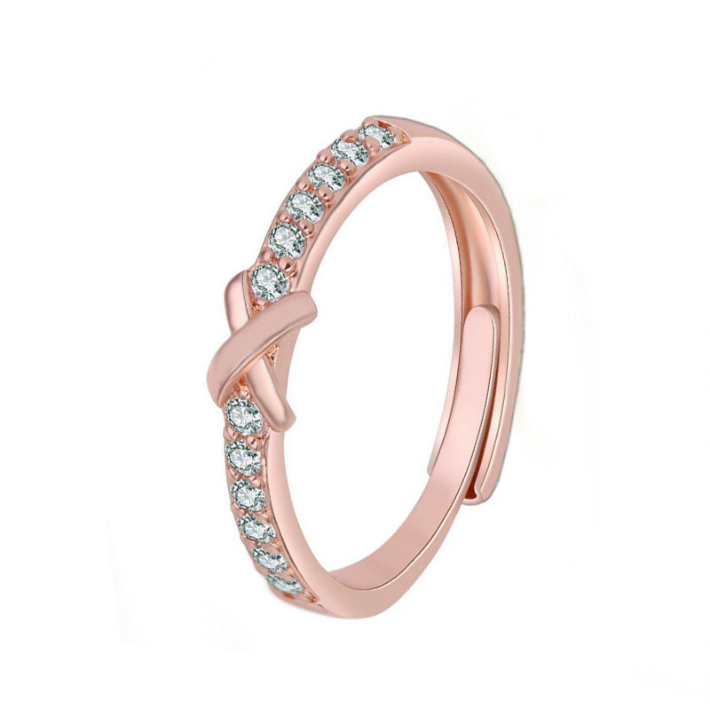 Womens Adjustable Initial Letter Ring Rose Gold Copper