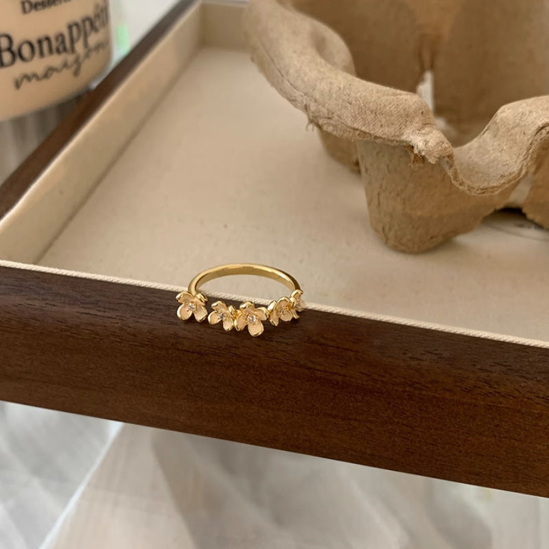 Copper Butterfly Ring for Women Adjustable Open Band Electroplated Jewelry Flower Design Daily Wear Daily Style