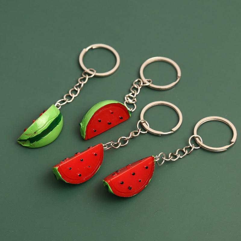 Unisex Watermelon Keychain 3D Simulation Fruit Slice Resin Charm Pendant Bag Decoration Car Key Accessories PC