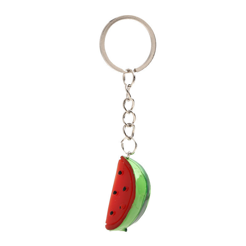 Unisex Watermelon Keychain 3D Simulation Fruit Slice Resin Charm Pendant Bag Decoration Car Key Accessories PC