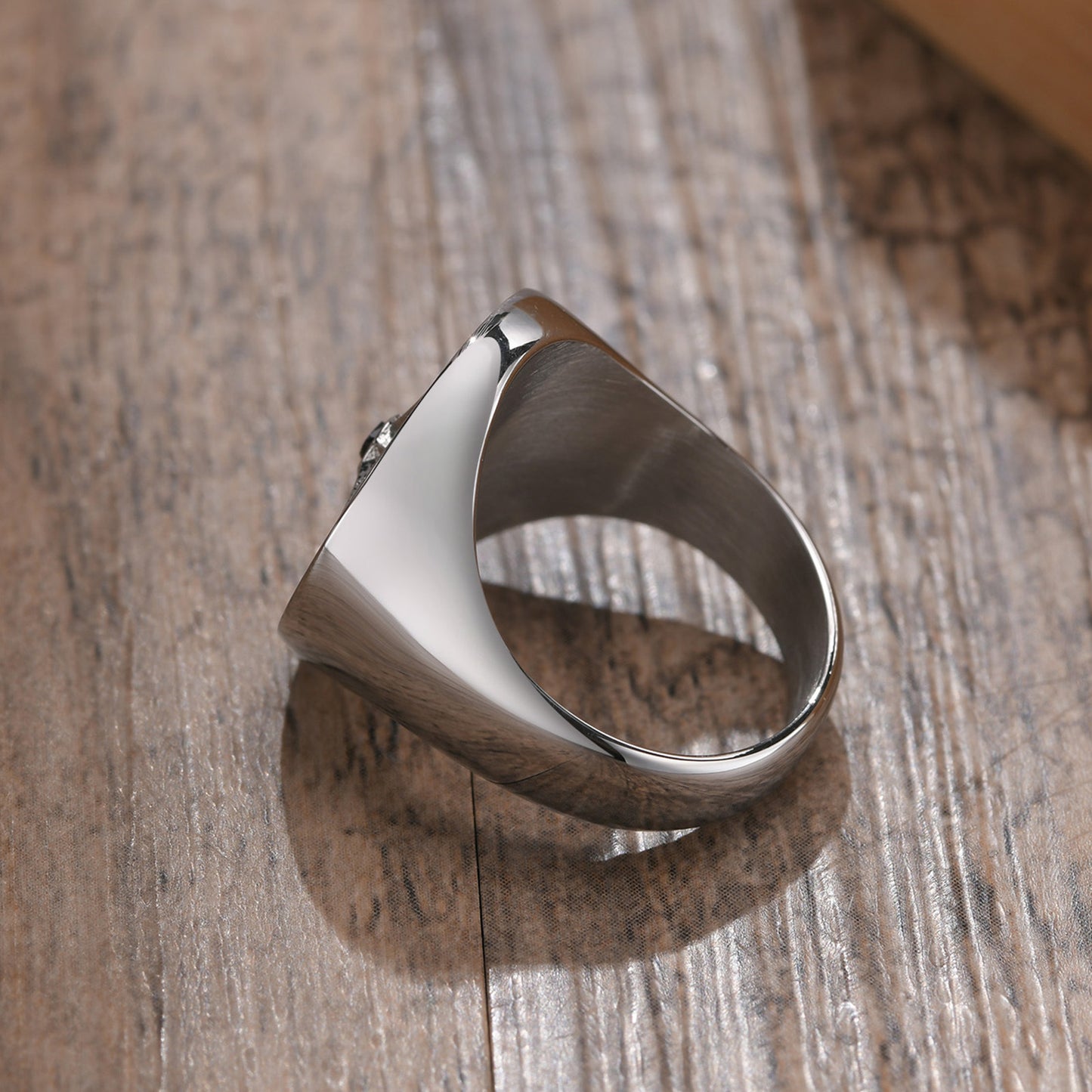 Stainless Steel Compass Ring Black Round Mens Fashion Accessory Durable Lightweight Gift Idea for Him Everyday