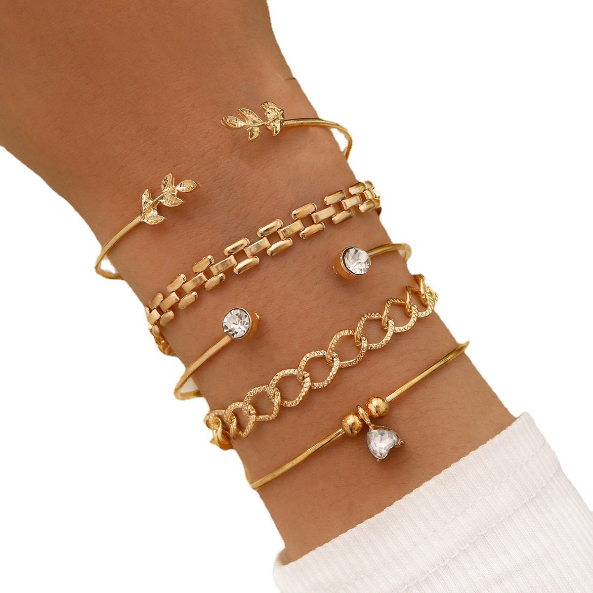 Womens Beaded Alloy Bracelet Set 5 Piece Daily Wear