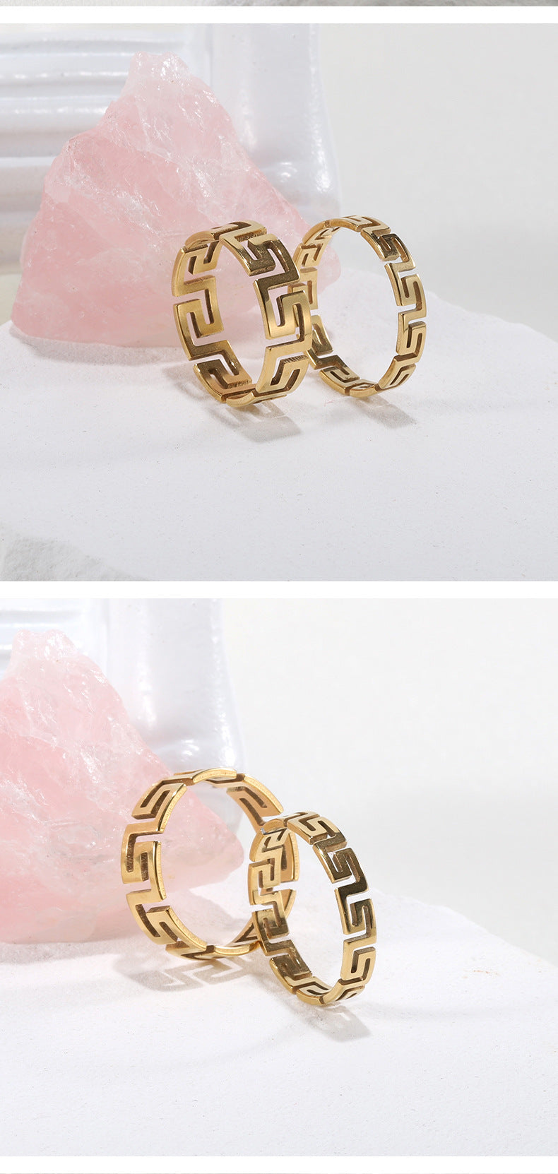 Mens Titanium Steel Ring Great Wall Pattern Auspicious Cloud Design Fashion Jewelry Electroplated For Men Chic