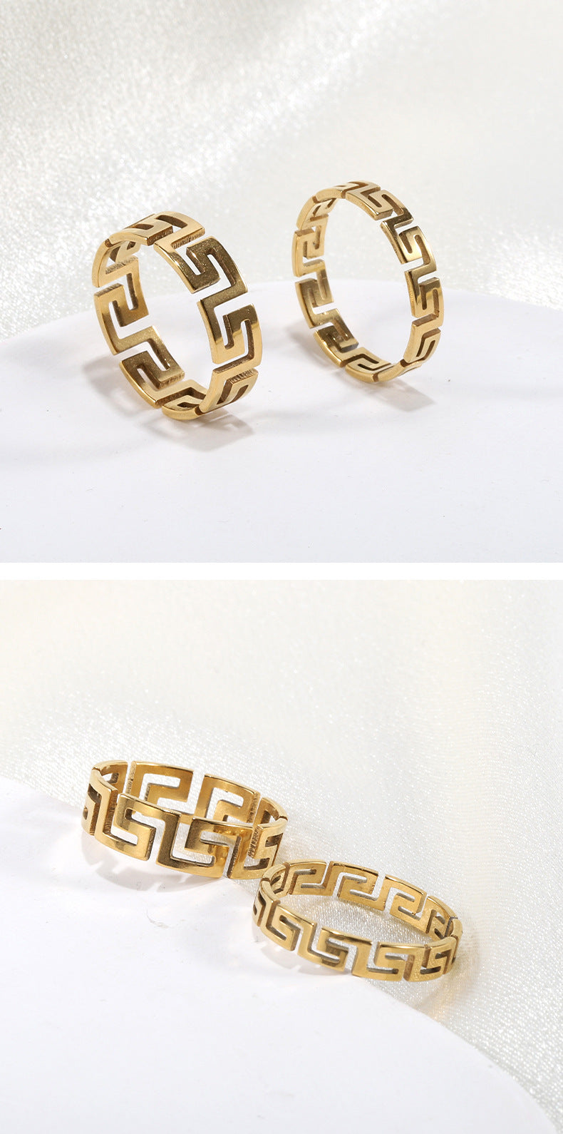 Mens Titanium Steel Ring Great Wall Pattern Auspicious Cloud Design Fashion Jewelry Electroplated For Men Chic