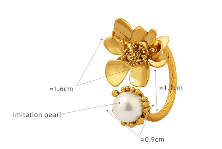 Womens Retro Flower Brass Ring Electroplated Fashion Jewelry Floral Vintage Ring Gift For Her Vintage Inspired