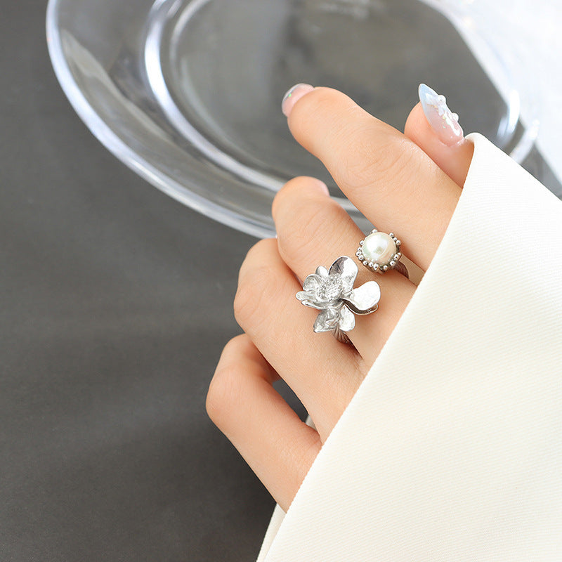 Womens Retro Flower Brass Ring Electroplated Fashion Jewelry Floral Vintage Ring Gift For Her Vintage Inspired
