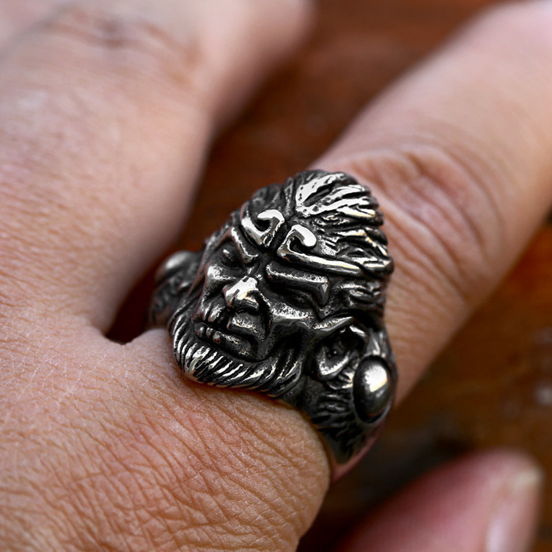 Mens Cartoon Character Stainless Steel Ring Retro Jewelry
