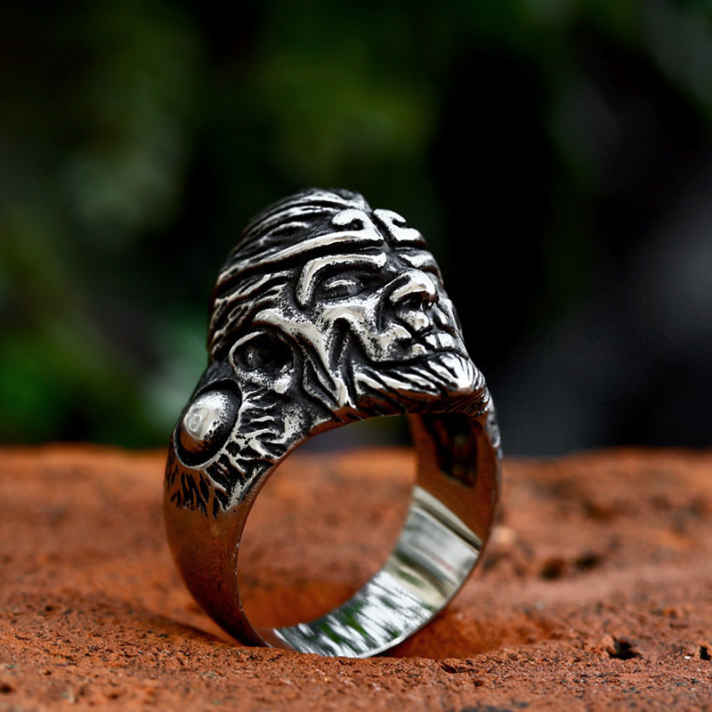 Mens Cartoon Character Stainless Steel Ring Retro Jewelry
