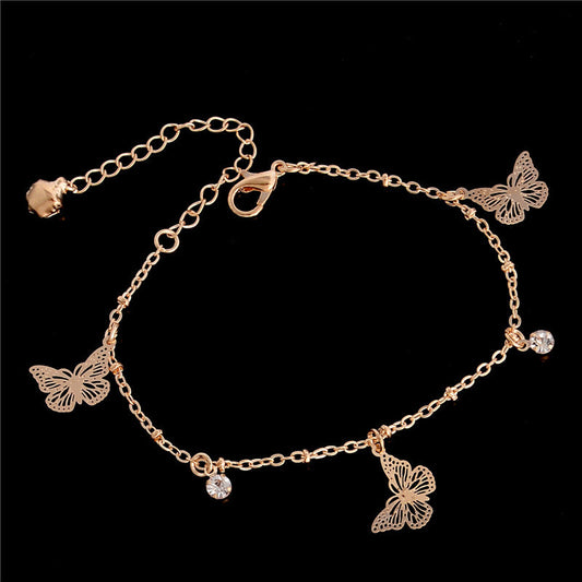 Womens Star Anklet Zircon Butterfly Dragonfly Charms Electroplated Alloy Ankle Bracelet Jewelry Gift for Women Now