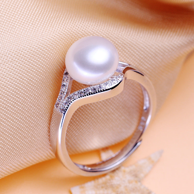 Freshwater Pearl Ring 925 Sterling Silver Alloy For Her Japanese Korean Inspired Elegant Design Everyday Style
